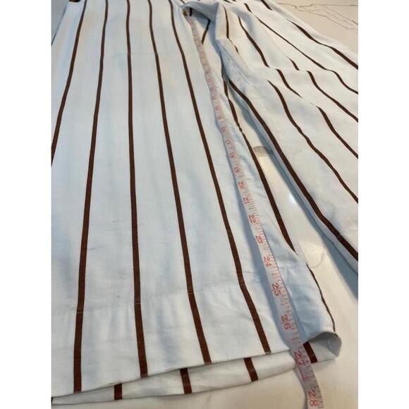 Melanie Lyne White and Brown Striped Wide Leg Summer Pull on Pants Trouser SZ 6 - Picture 12 of 12